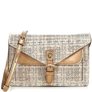 NWT Women PATRICIA NASH Cassano Herringbone Tweed Buckled Leather Crossbody Bag